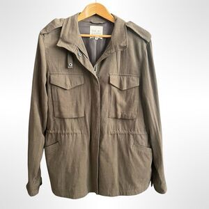 Threads & Supply Utility Jacket Olive Green Cinched Waist Cargo Style Large